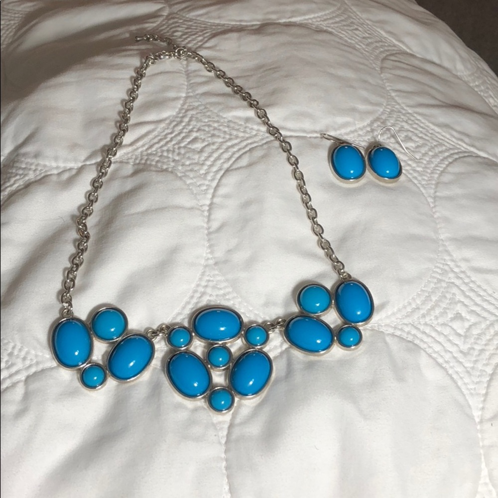 Silver bubble necklace with matching earrings
